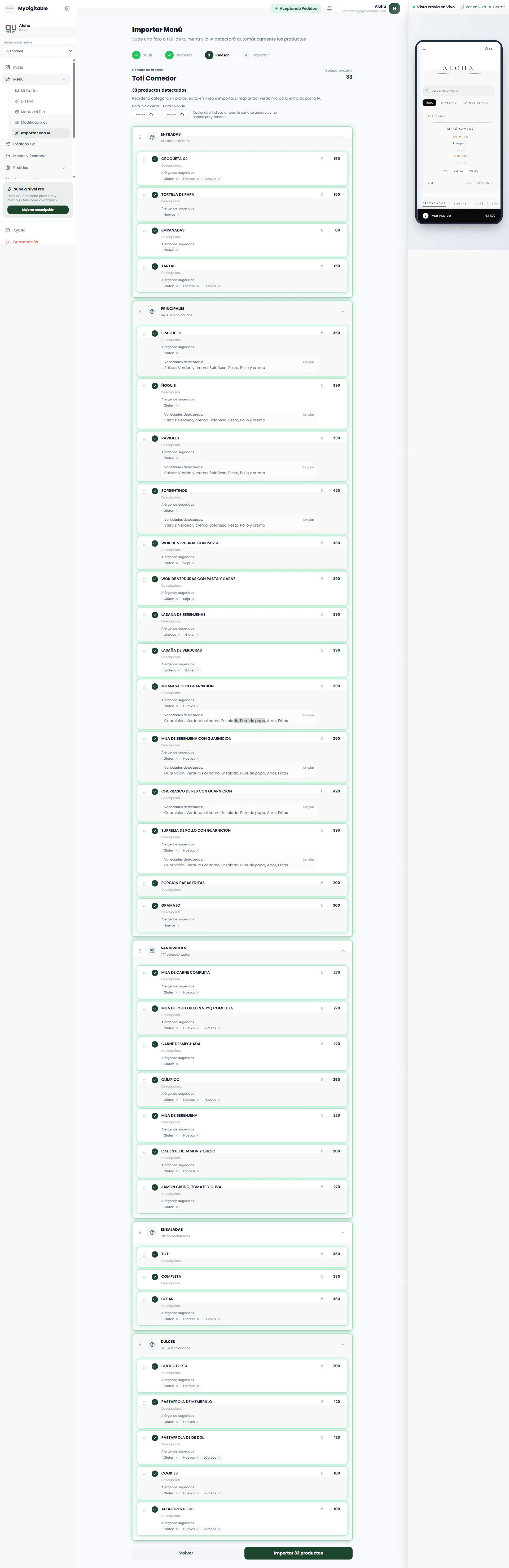 Importación de carta con inteligencia artificial